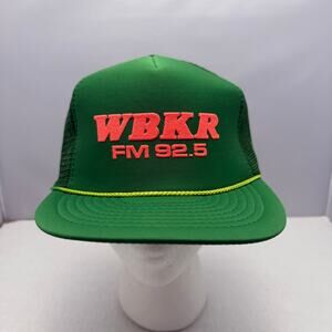 Vtg WBKR FM 92.5 Radio Station Promo Foam Mesh Trucker Hat Adjustable Size
